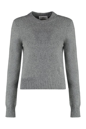 AMI PARIS Grey Wool and Cashmere Sweater for Women - FW23