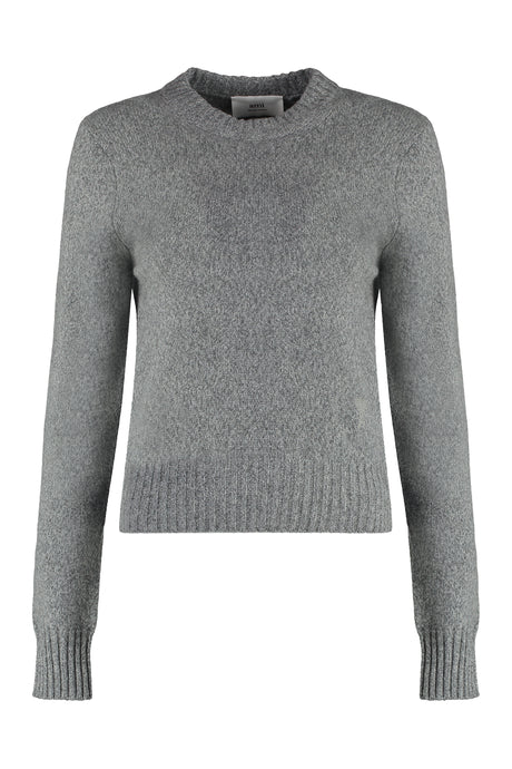 AMI PARIS Grey Wool and Cashmere Sweater for Women - FW23