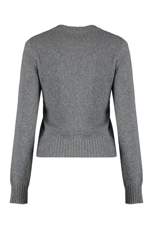 AMI PARIS Grey Wool and Cashmere Sweater for Women - FW23