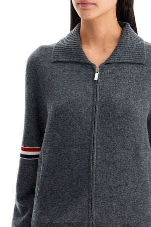 THOM BROWNE Luxurious Cashmere Zip Cardigan