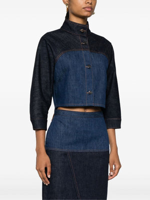 FENDI Two-Tone Cropped Denim Jacket for Women