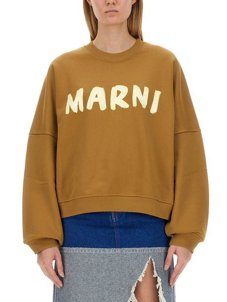 MARNI Logo-Embellished Cotton Knit Sweatshirt (Size 40 IT)