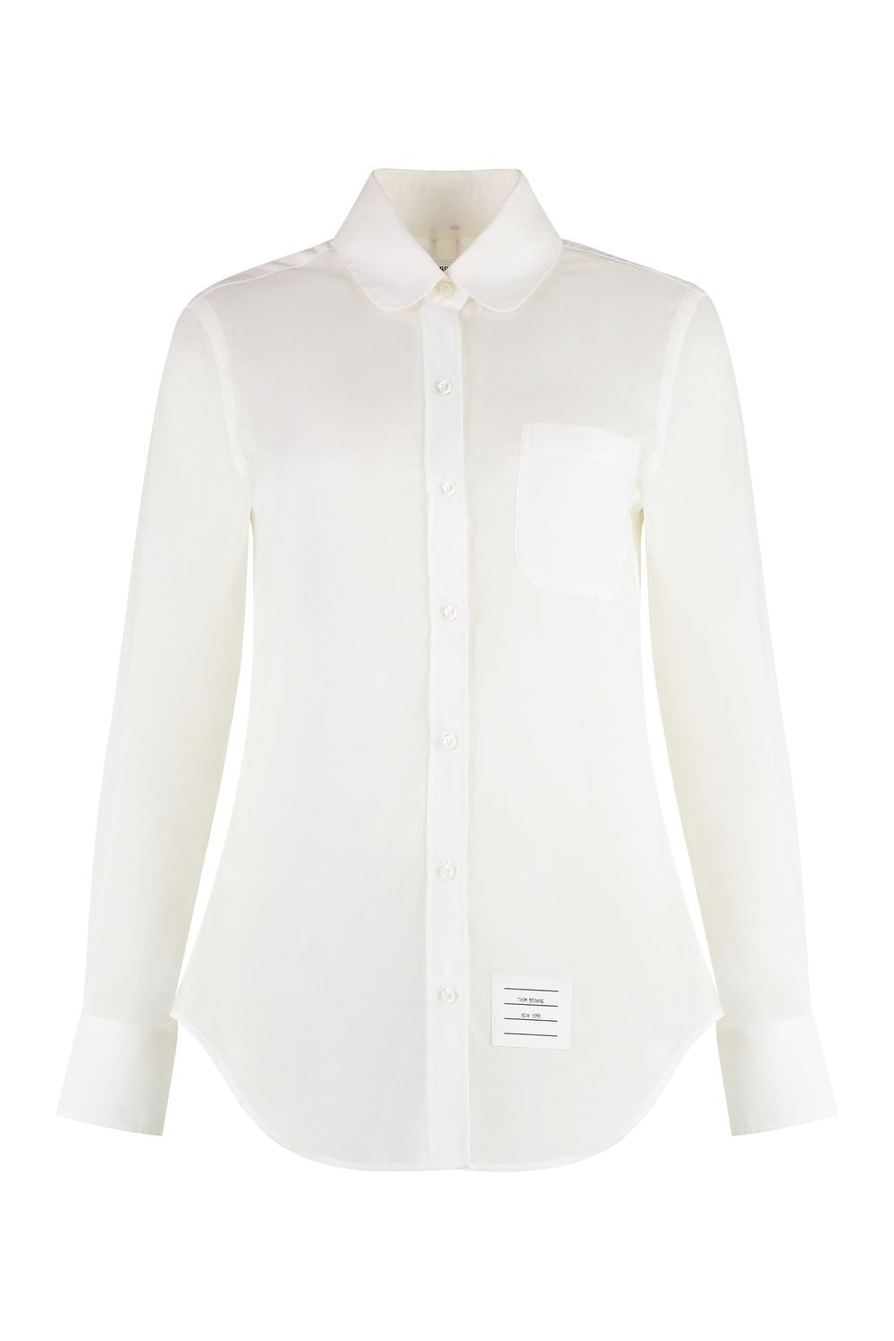 THOM BROWNE Elegant White Cotton Shirt with Front Pocket