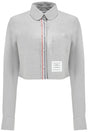 THOM BROWNE Cropped Flannel Shirt for Women - Fall '24