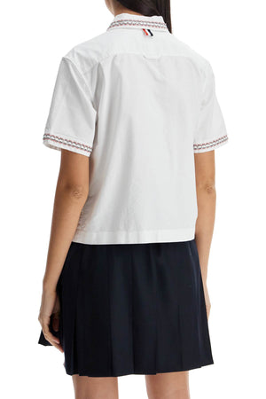 THOM BROWNE Cropped Ruffled Oxford Shirt for Women