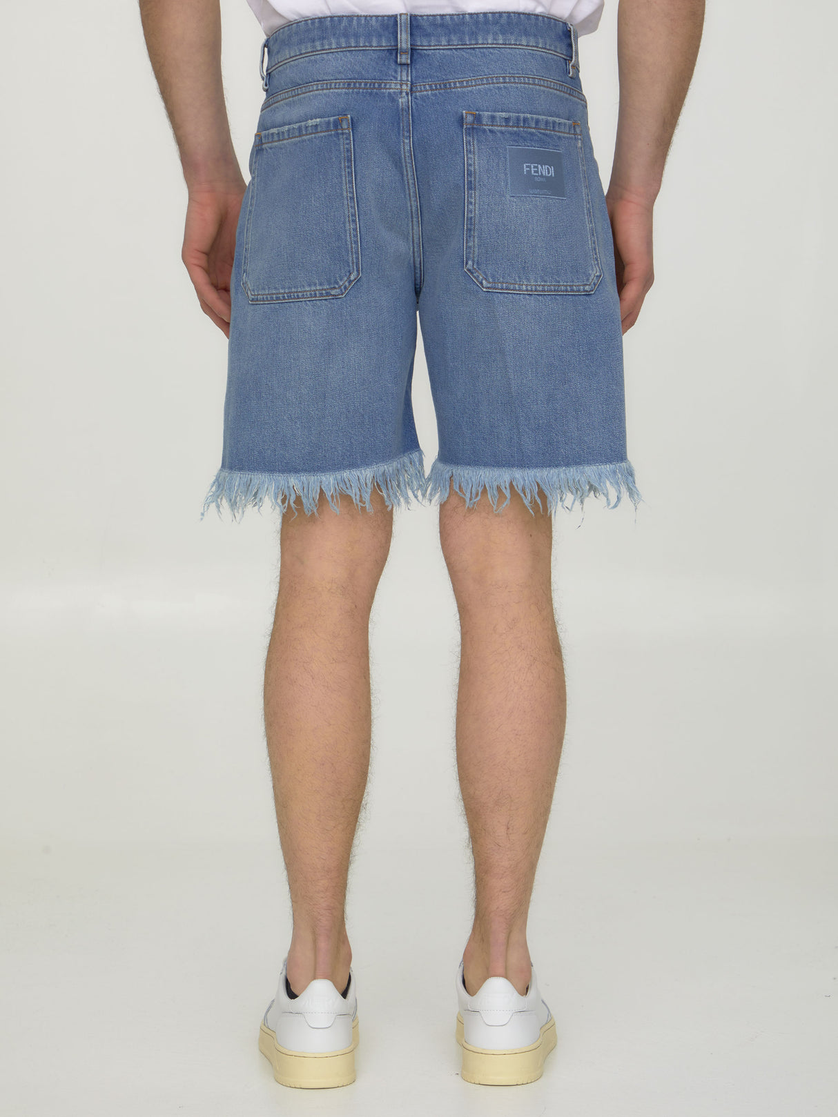 FENDI Navy Washed Short Pants for Men in SS24 Collection