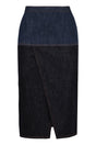 FENDI Two-Tone Denim Skirt with Stylish Opening