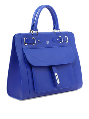 FONTANA MILANO 1915 Blue Leather Handbag for Women with Top-Handle and Zip Closure