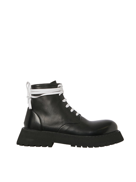 MARSELL Men's Leather Ankle Boot with Contrasting Laces