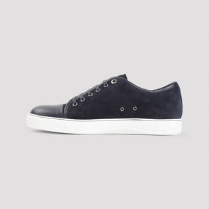 LANVIN Suede and Nappa Captoe Low Top Sneakers