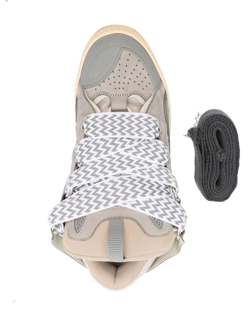 Giày Sneakers da nam màu xám với lưới và tấm logo