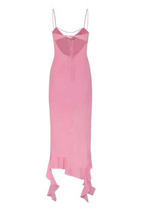 ACNE STUDIOS Sophisticated Pink Draped Dress with Asymmetric Hem