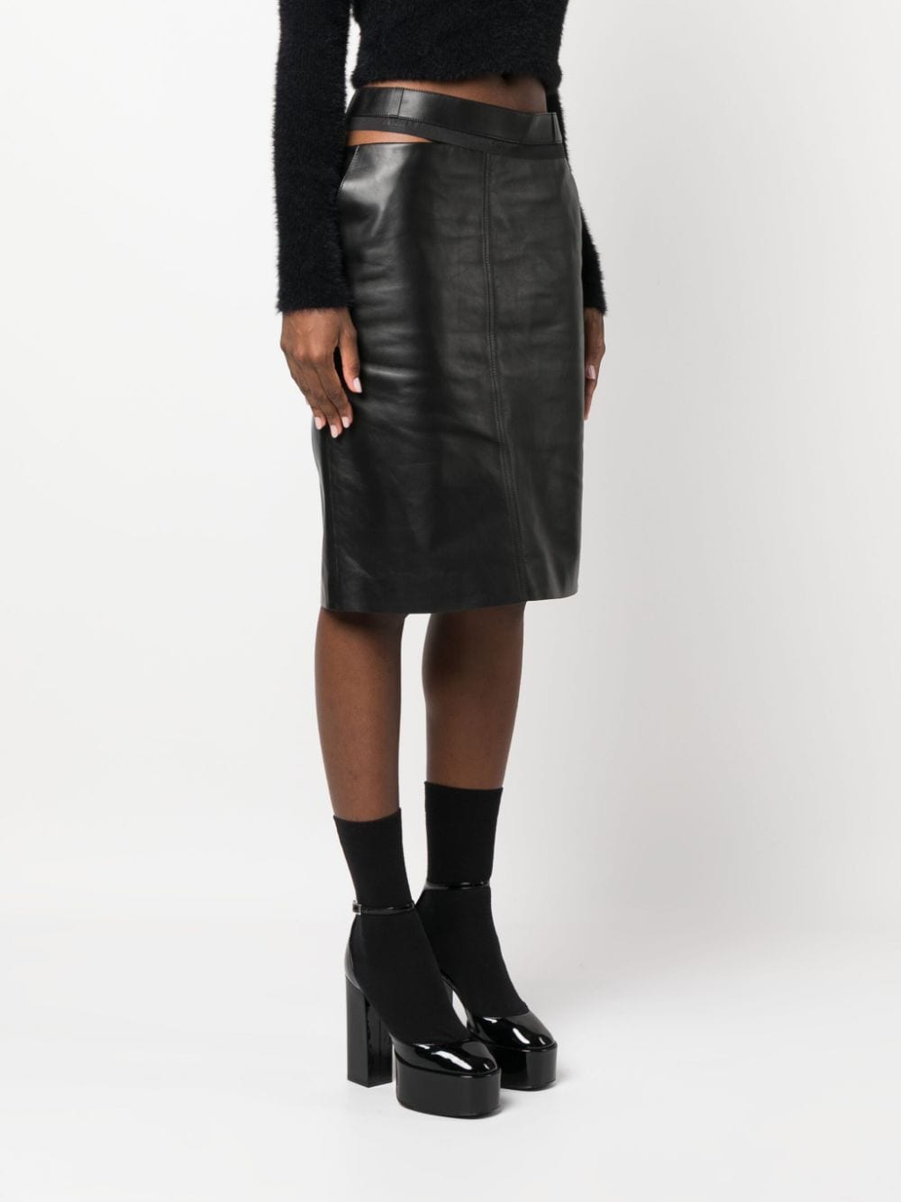 FENDI Black Leather Skirt for Women - Fall/Winter 2024 Collection