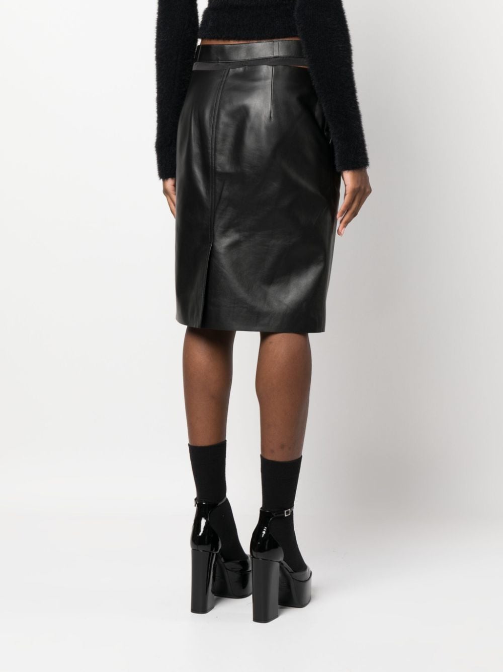 FENDI Black Leather Skirt for Women - Fall/Winter 2024 Collection