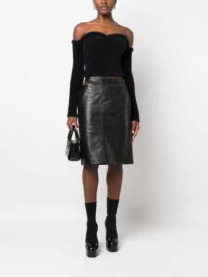 FENDI Black Leather Skirt for Women - Fall/Winter 2024 Collection