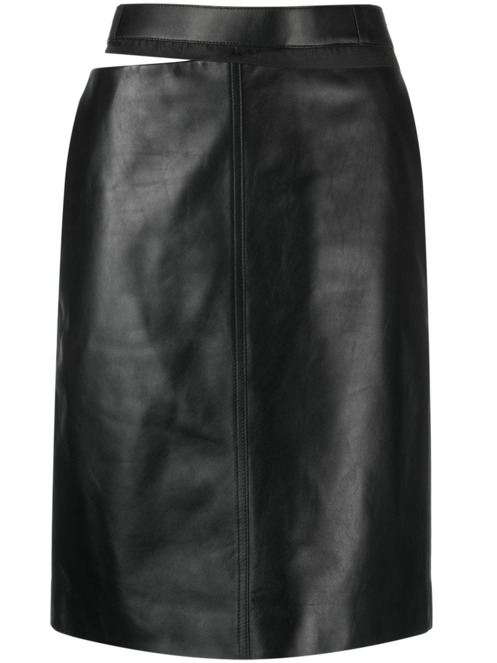 FENDI Black Leather Skirt for Women - Fall/Winter 2024 Collection