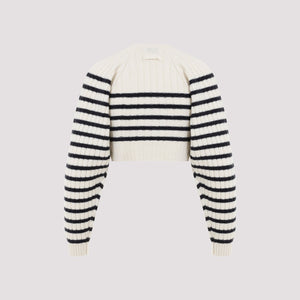 JEAN PAUL GAULTIER Nautical Stripe Merino Wool Blend Crop Pullover