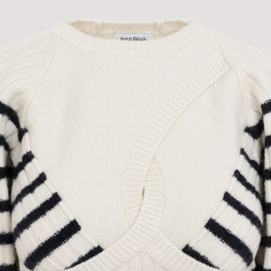 JEAN PAUL GAULTIER Nautical Stripe Merino Wool Blend Crop Pullover