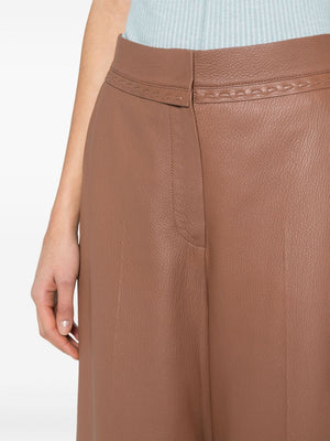 FENDI Luxurious Tan Leather Trousers for Women - SS24 Collection