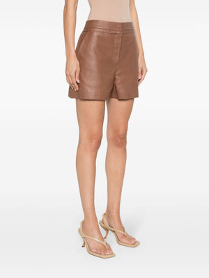 FENDI Leather Stitching Shorts - Brown