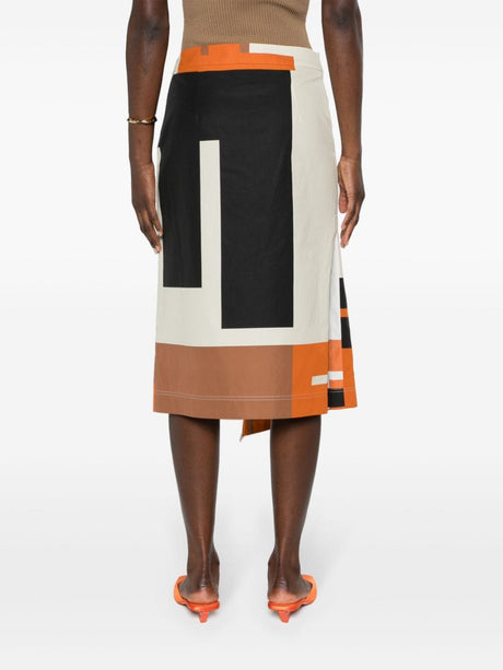 Chân váy maxi cotton màu cam với đường viền lệch - Bộ sưu tập SS24