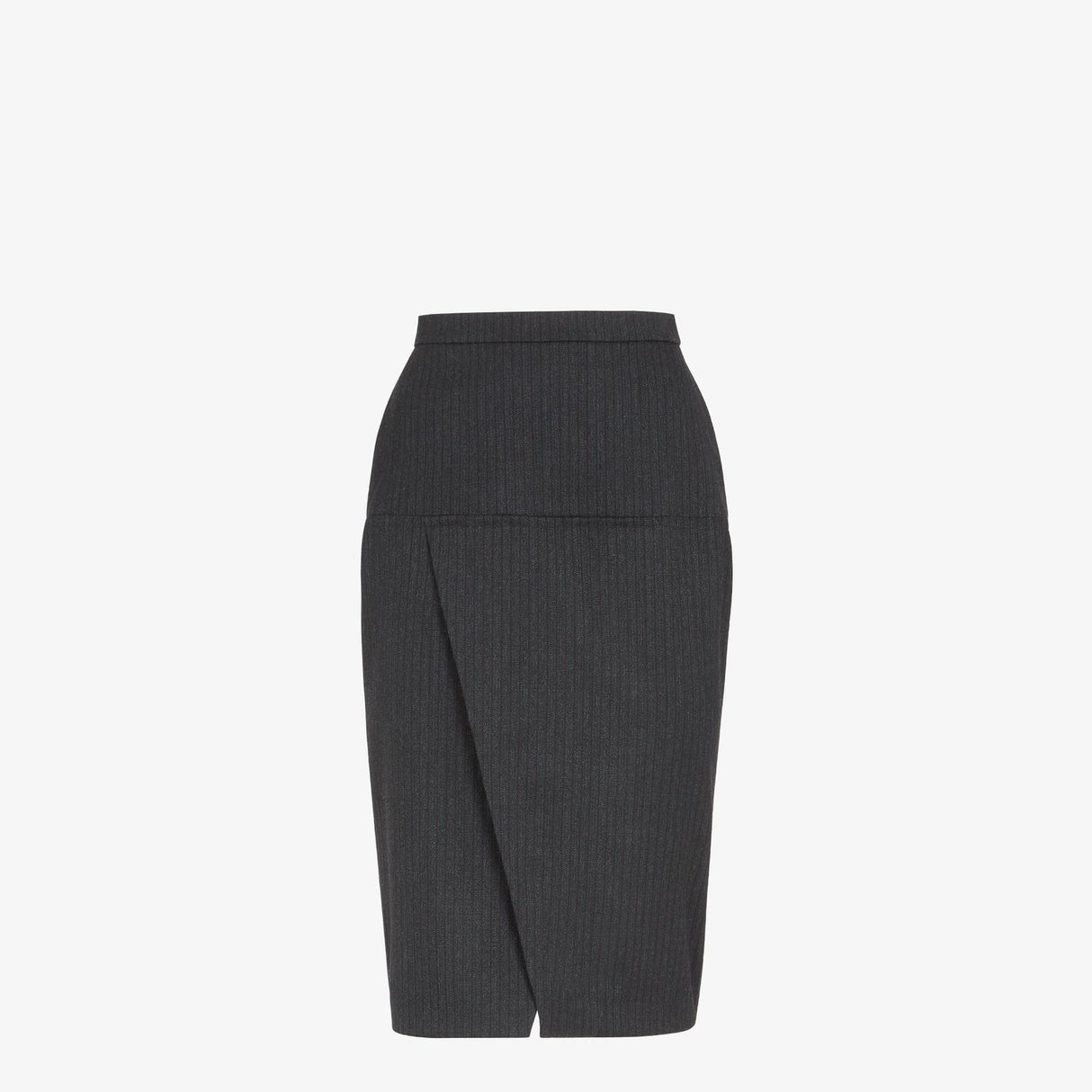 FENDI Anthracite Gray Striped Midi Skirt