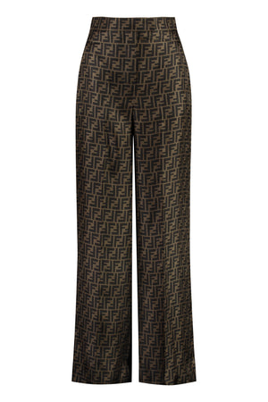 FENDI Luxurious Silk Trousers in All-Over FF Motif for Women