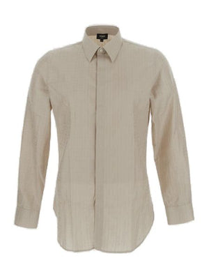 Cotton Fendi Logo Shirt in Nude & Neutrals for Men - SS23 Collection
