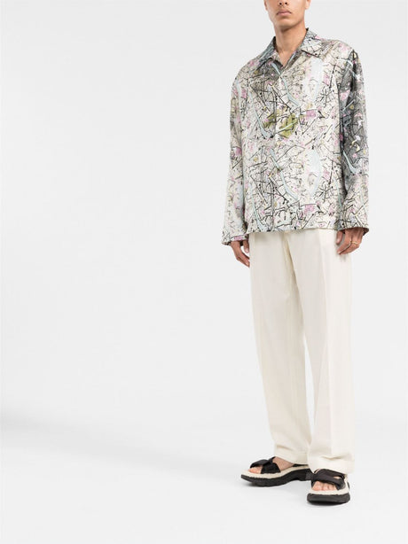 FENDI Vintage Map Silk Shirt for Men - SS22 Collection