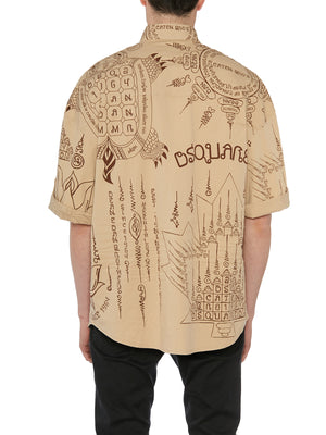 DSQUARED2 Men's Beige Print Cotton Shirt for SS23 Collection