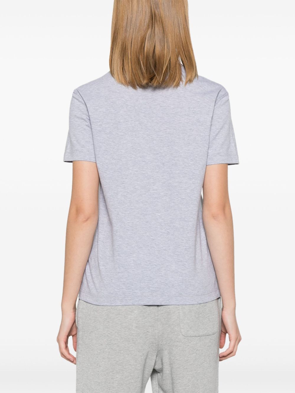 FENDI Gray T-Shirt with Embroidered Logo - Women's