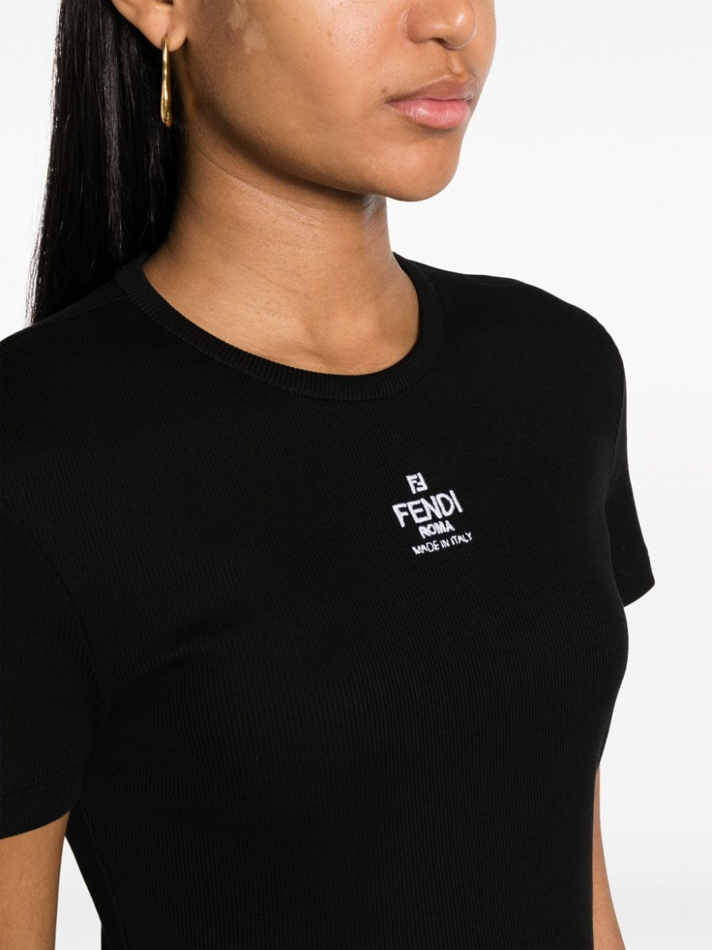 FENDI Cropped Logo Cotton T-Shirt for Women