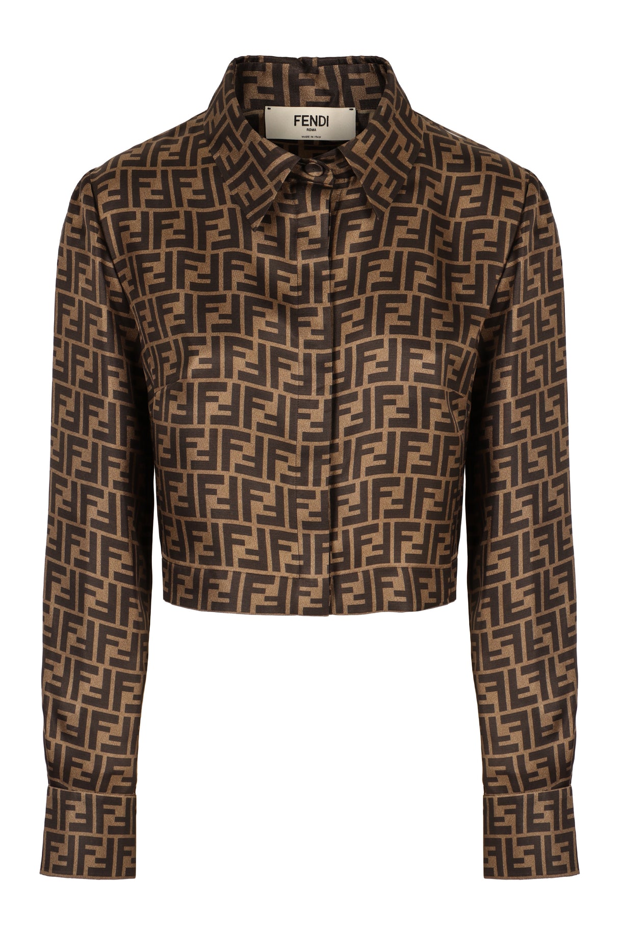 FENDI Elegant Silk Twill Shirt with Signature Print