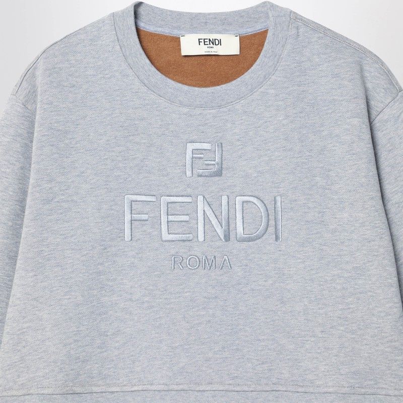 FENDI Mini Cropped Fleece Cotton Sweatshirt