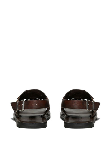 DSQUARED2 Men's Brown Leather Flat Sandals for SS23