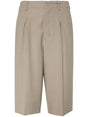 AMI PARIS Light Taupe Viscose and Virgin Wool Bermuda Pants for Women