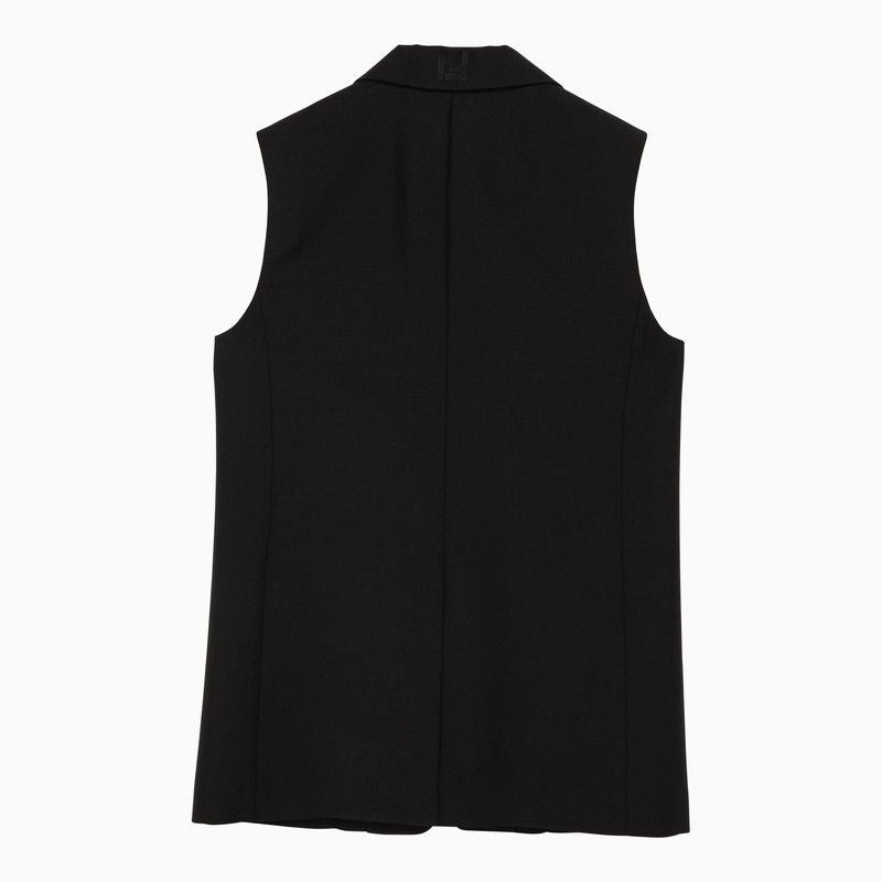 FENDI Women's Black Mohair and Wool Vest for SS24 - Luxurious and Sophisticated Outerwear