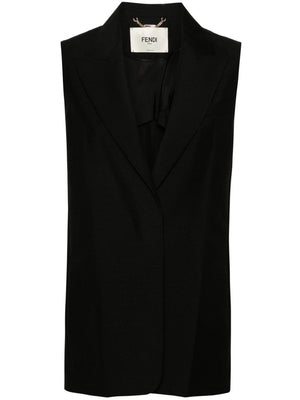 FENDI 2024 Black Sleeveless Vest for Women - 24SS Collection