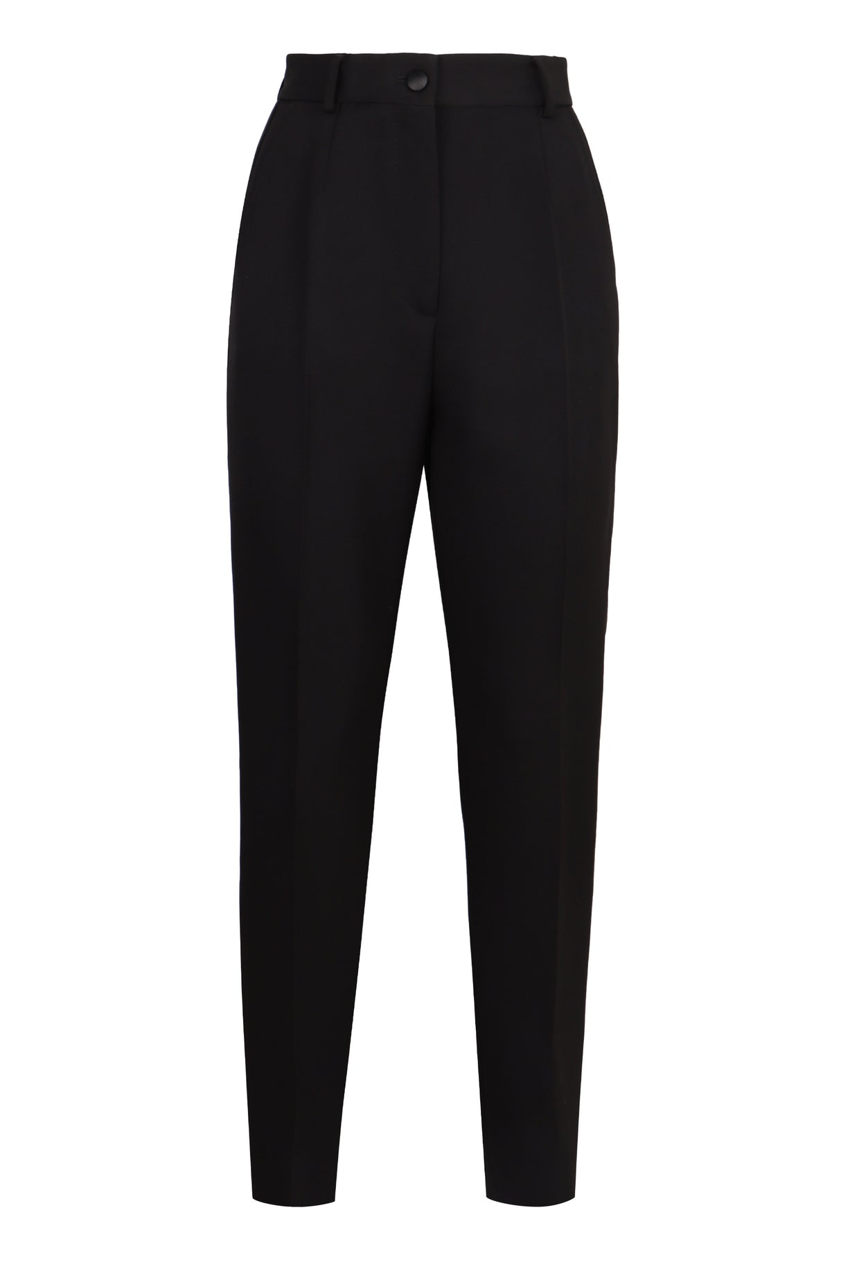 DOLCE & GABBANA  BLACK WOOL GABARDINE TUXEDO TROUSERS