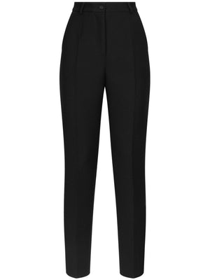 DOLCE & GABBANA High-Waisted Satin Trim Slim Cut Trousers