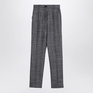 DOLCE & GABBANA High-Waisted Charcoal Grey Tweed Cigarette Trousers