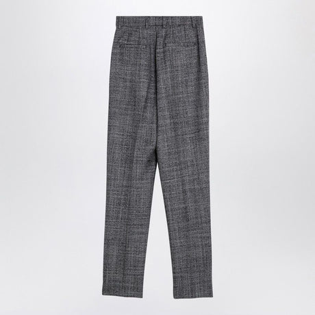 DOLCE & GABBANA High-Waisted Charcoal Grey Tweed Cigarette Trousers