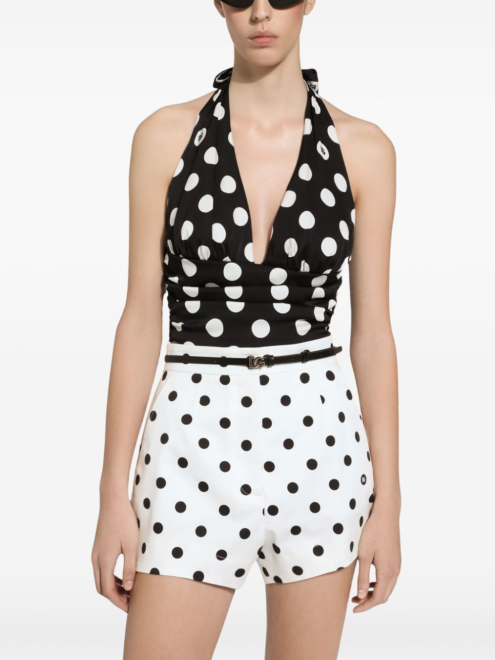 DOLCE & GABBANA Polka Dot Cotton Mini Shorts