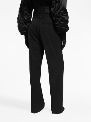 Dolce & Gabbana Women's Stretch Wool Wide Leg Trousers in Black for FW23