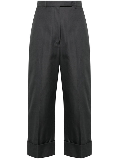 THOM BROWNE High-Waisted Straight-Leg Pants with Turn-Ups for Women