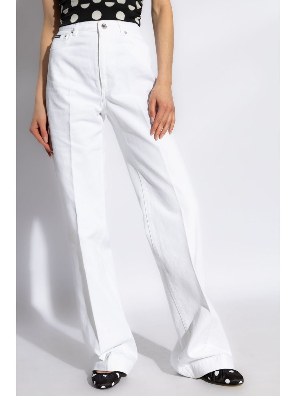 DOLCE & GABBANA Elegant White Flared Jeans