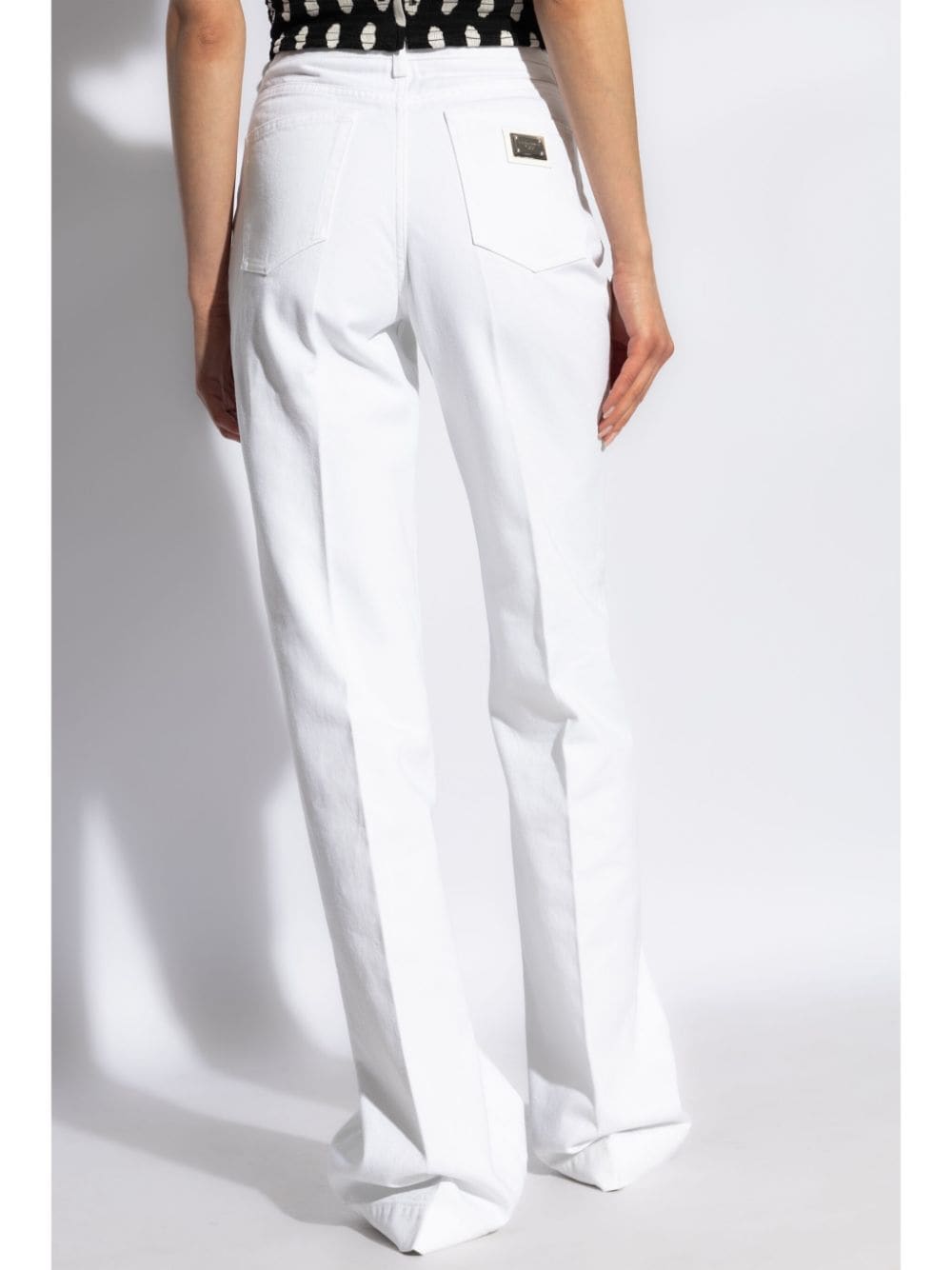 DOLCE & GABBANA Elegant White Flared Jeans