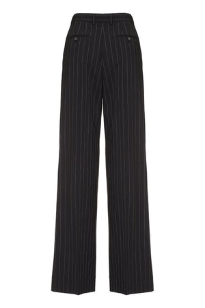 DOLCE & GABBANA Brown Pinstriped Wool Trousers for Women