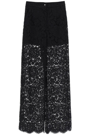 DOLCE & GABBANA Floral Lace High Waist Flared Pants for Women in Black