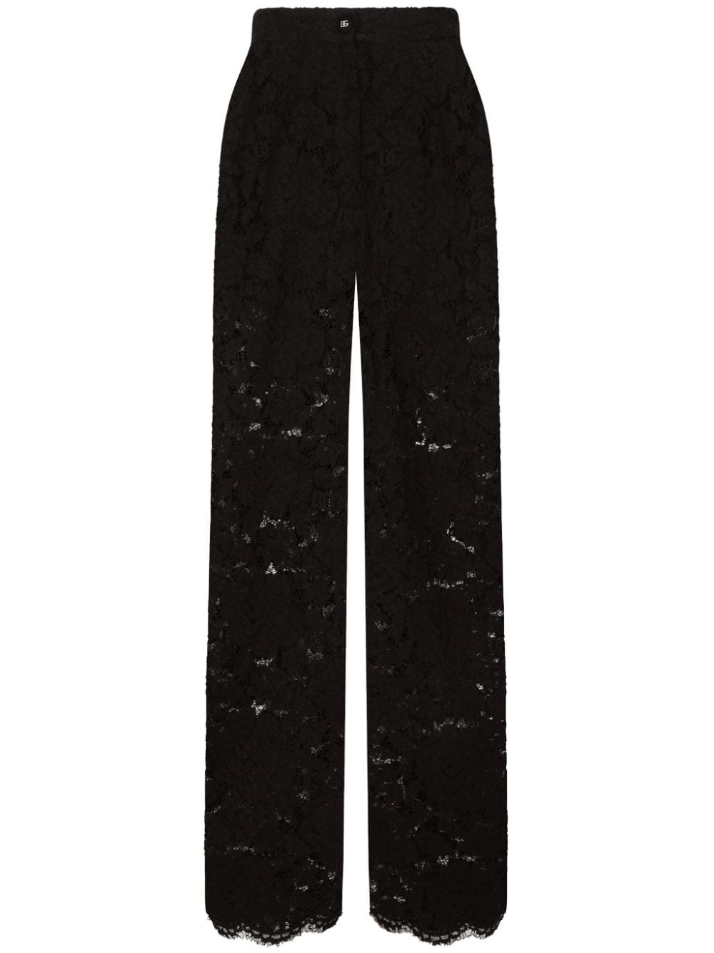 DOLCE & GABBANA Elegant Floral Lace Wide-Leg Trousers